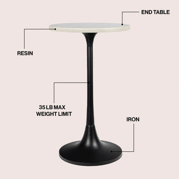 Nysha 25" Modern Bohemian Metal/Resin Inlay Top End Table